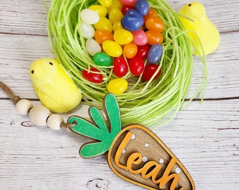Easter Basket Tag, Name Tag for Easter Basket, Personalized Carrot Name Tag, Easter Basket