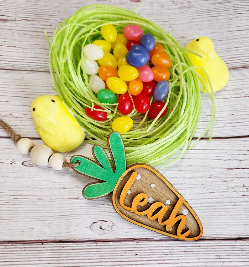 Easter Basket Tag, Name Tag for Easter Basket, Personalized Carrot Name Tag, Easter Basket image 1