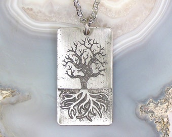Celtic life tree pendant iggdrasil with spiral branches in silver or bronze brass 26x25 mm