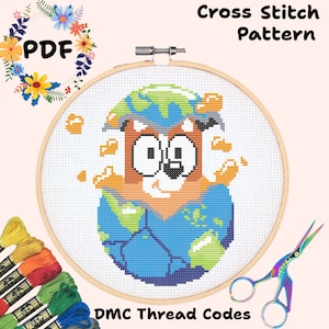 Bingo Dream arcering ruimte blauw kinderen kruissteek borduurpatroon digitale download pixel art project ambacht cartoon handwerken 14 kt