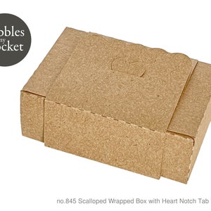 no.845 Scalloped Wrapped Box with Heart Notch Tab Digital Download SVG & Pdf