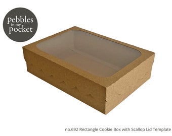 no.692 Rectangle Window Cookie Box with Scallop Lid Digital Download SVG & Pdf