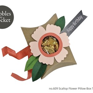 no.609 Scallop Flower Pillow Box Digital Download SVG & Pdf