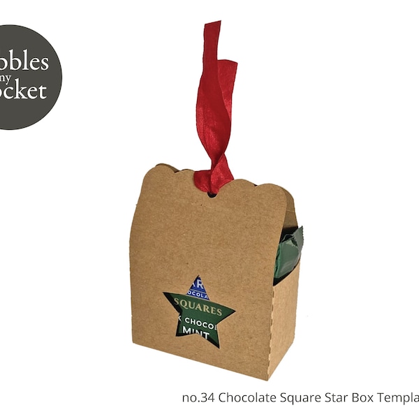 no.34 Chocolate Ghirardelli Square Star Box Container Digital Download SVG & Pdf