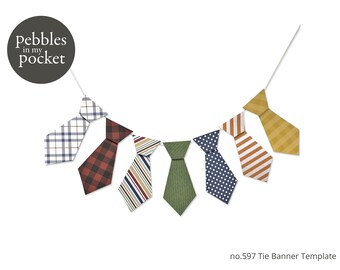 no.597 Tie Banner Digital Download Print/Cut SVG & Pdf