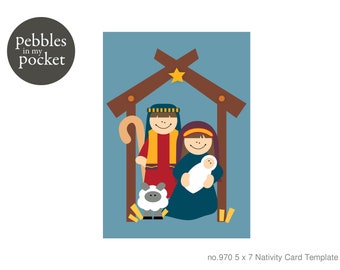 no.970 5 x 7 Nativity Card Digital Download SVG & Pdf