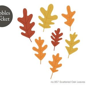 no.957 Scattered Oak Leaves Digital Download SVG & Pdf