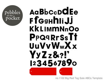 no.1102 Big Red Tag Sale ABCs Digital Download SVG & Pdf