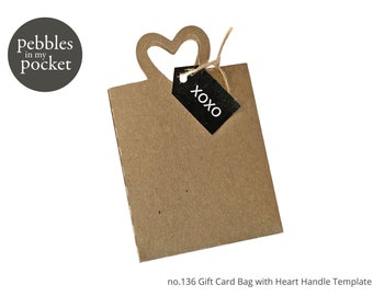 no.136 Gift Card Holder with Heart Handle Digital Download SVG & Pdf