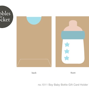 no.1011 Boy Baby Bottle Gift Card Holder Téléchargement numérique SVG & Pdf