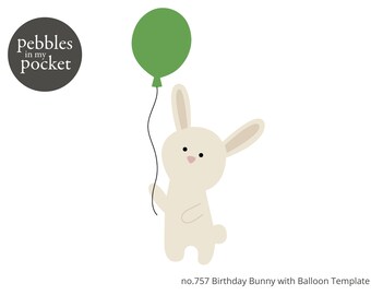 no.757 Coniglietto di compleanno con palloncino Digital Download SVG & Pdf