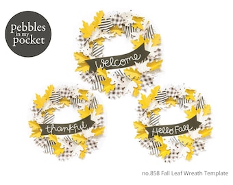 no.858 Fall Leaf Wreath Digital Download Print/Cut SVG and Pdf