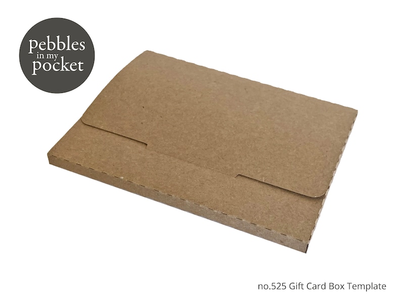 May include: A brown cardboard gift card box template with the text "Pebbles in my pocket" on the front.