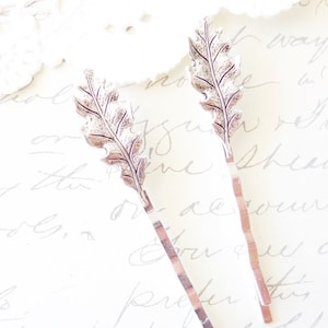 Ox Silver Oak Leaf Bobby Pins - Oak Leaf Hair Pins - Petit Hair Pins - Woodland Hair Pins - Whimsical - Nature - Bridal Hair Pins