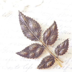 Leaf Branch Hair Pin - Large Ox Brass Leaf Spray Hair Pin -  Woodland Leaf Bobby Pin - Leaf Hair Accessory - Rustic Bridal Hair Pin