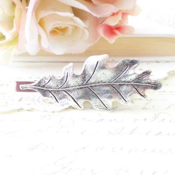 Ox Silver Oak Leaf Tie Bar - Oak Leaf Tie Clip - Mens Tie Clip - Wedding Accessory - Groomsmen Leaf Tie Bar - Woodland Wedding - Autumn Leaf