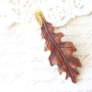 Barre à cravate feuille de chêne cuivre - pince à cravate feuille de chêne - pince à cravate pour homme - accessoire de mariage - barre à cravate feuille de garçons d'honneur - mariage des bois