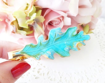 Verdigris Oak Leaf Tie Bar - Oak Leaf Tie Clip - Mens Tie Clip - Wedding Accessory - Groomsmen Leaf Tie Bar - Woodland Wedding - Autumn Leaf