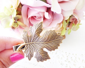 Brass Maple Leaf Tie Bar - Maple Leaf Tie Bar - Mens Tie Clip - Wedding Accessory - Groomsmen Leaf Tie Bar - Woodland Wedding - Autumn Leaf