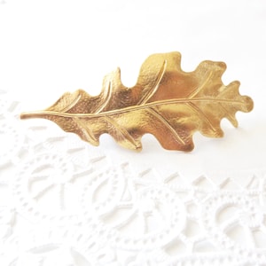 Gold Leaf Hair Barrette - Oak Leaf Hair Barrette- Woodland Hair Clip - Oak Leaf French Hair Barrette - Woodland Wedding Hair Clip - Bridal