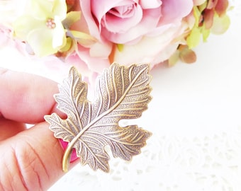 Ox Brass Maple Leaf Hair Clip - Maple Leaf Alligator Hair Clip - Woodland Leaf Hair Accessory - Bridal Hair Clip - Weeding Hair Clip