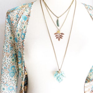 Maple Leaf Necklace - Verdigris Maple Leaf Necklace - Long Maple Leaf Necklace - Gold Acorn Necklace - Maple Leaf Bee Necklace