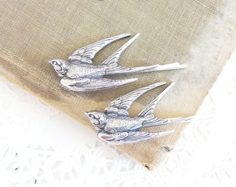 Silver Sparrow Hair Pins - Bird Hair Pins - Swallow Hair Pins - Sparrow Bobby Pin - Wings Bird Feather Hair Pin - Wedding Hair Pin - Bridal