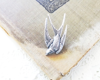 Ox Silver Swallow Hair Clip  - Sparrow Hair Clip  - Silver Bird Hair Clip  - Woodland Hair Clip  -  Bridal Hair Accessory