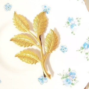 Golden Leaf Branch Hair Pin - Leaf Branch Bobby Pin - Large Golden Leaf Branch - Woodland Leaf Spray - Wedding Hair Accessory - Bridal Hair