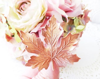 Rose Gold Maple Leaf Hair Clip - Pinch Leaf Hair Clip - Large Maple Leaf Hair Clip - Woodland Hair - Wedding Hair Clip - Bridal Leaf Clip