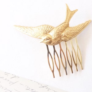 Gold Sparrow Hair Comb - Whimsy - Whimsical - Woodland - Bridal