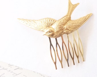Gold Sparrow Hair Comb - Whimsy - Whimsical - Woodland - Bridal