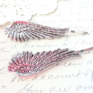 Silver Plated Feather Hair Pins - Ox Silver Feather Bobby Pins - Feather Hair Pin - Woodland Hair - Wedding Hair - Bridal - Angel Wing Pins