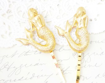 Gouden Zeemeermin Haarspelden - Zeemeermin Bobby Pin Set - Zeemeermin Strandhaar - Bruiloft Haar Accessoire - Bruids haar - Mystieke Zeemeermin - Gouden Zeemeermin