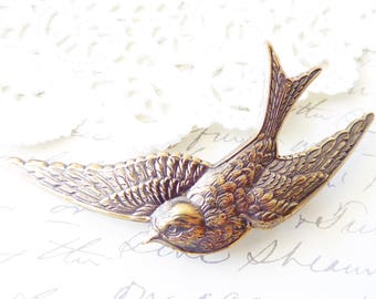 Ox Brass Sparrow Hair Barrette - Bird Hair Barrette - Sparrow Hair Barrette - Woodland Hair Barrette - Woodland Wedding Hair Barrette