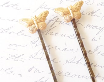 Golden Butterfly Hair Pins - Bobby Pin Set - Woodland - Bridal