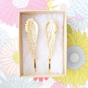 Golden Feather Hair Pins Angel Wing Bobby Pins Gold Feather Hair Pin Feather Bobby Pins Bridal Feather Hair Accessory Gold Feather image 4