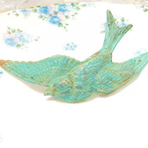 Verdigris Sparrow Hair Barrette - Large Sparrow - Swallow Bird - Wedding Hair - Bridal Hair Accessory - Whimsical - Woodland - Green Patina