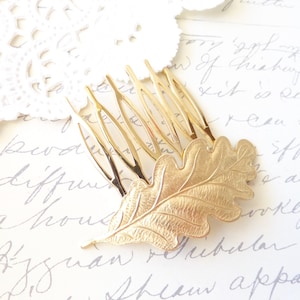 Golden Leaf Hair Comb Woodland Collection Whimsical Nature Bridal image 1