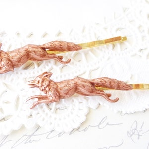 Rose Gold Fox Bobby Pins - Fox Hair Pins - Woodland Hair Pin Set - Forest Friends - Woodland Animal Hair Pins - Wedding Hair - Bridal Hair