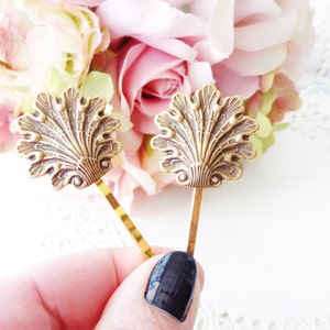 Ox Brass Shell Hair Pins - Seashell Bobby Pin Set - Shell Hair Accessory - Beach Shell Hair Pins - Beach Wedding - Bridal Hair