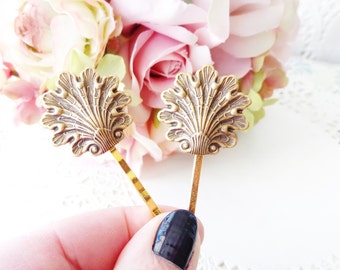 Ox Brass Shell Hair Pins - Seashell Bobby Pin Set - Shell Hair Accessory - Beach Shell Hair Pins - Beach Wedding - Bridal Hair