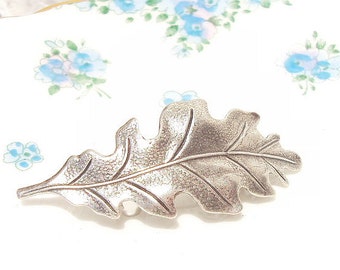 Ox Sterling Silver Plated Leaf Hair Barrette - Oak Leaf - Woodland Collection - Whimsical - Bridal - Wedding Hair Accessory