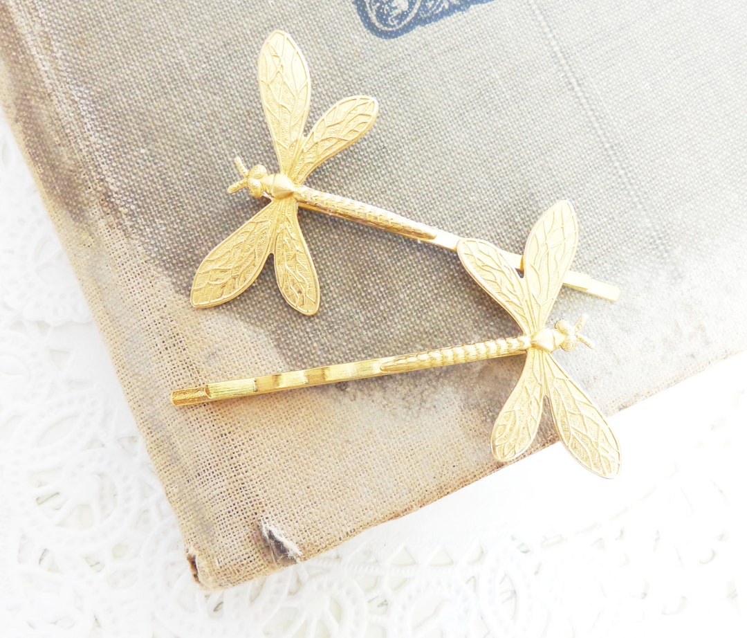Gold Dragonfly Hair Pins Dragonfly Bobby Pins Dragonfly Dragonfly Moth
