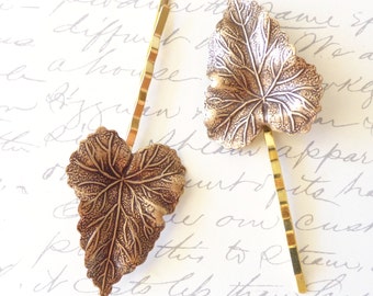 Ox Messing Blatt Haar Pin Set - Bobby Pins - Wald-Kollektion - wundersam - Natur - Braut