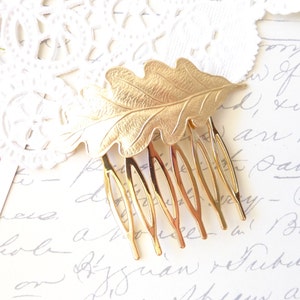 Golden Leaf Hair Comb Woodland Collection Whimsical Nature Bridal image 3