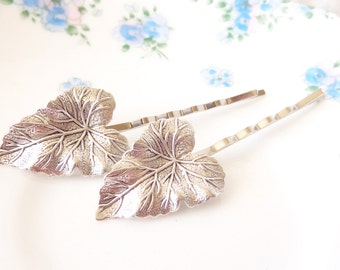 Silver Leaf Hair Pin Set - Bobby Pins - Woodland Collection - Whimsical - Nature - Bridal