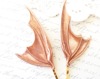 Rose Gold Bat Wing Hair Pins - Bat Wing Bobby Pins - Bat Wing Hair Accessories - Gothic - Vampire Bat Wings