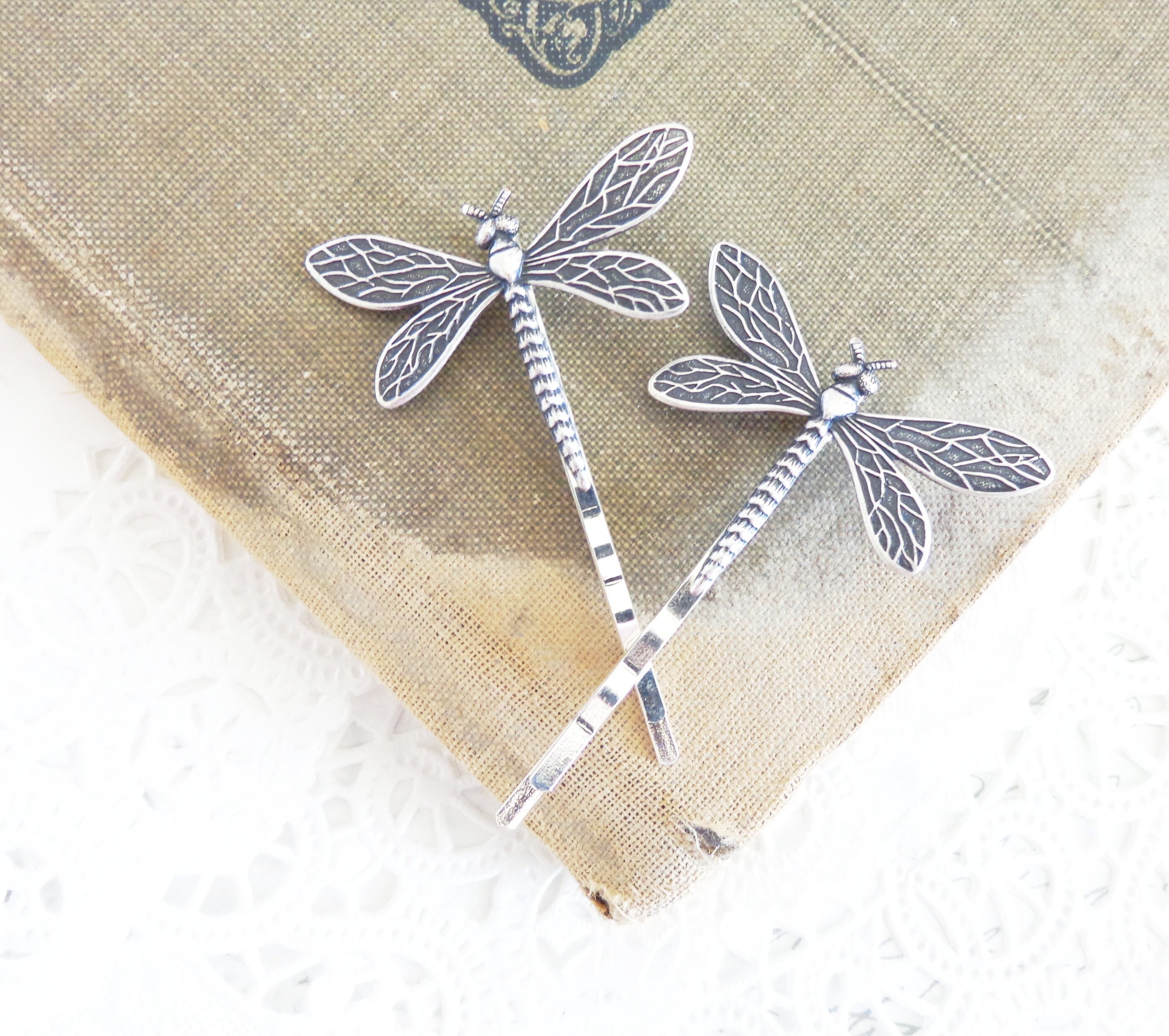 Silver Dragonfly Hair Pins Dragonfly Bobby Pins Dragonfly Etsy