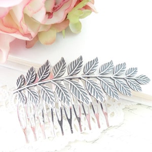 Sterling Silver Plated Leaf Branch Hair Comb Ox Silver Woodland Collection Whimsical Nature Bridal image 1